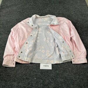 IZZI Reversible Jacket Womens Medium Pink Patterned Quilted Snap Front Light